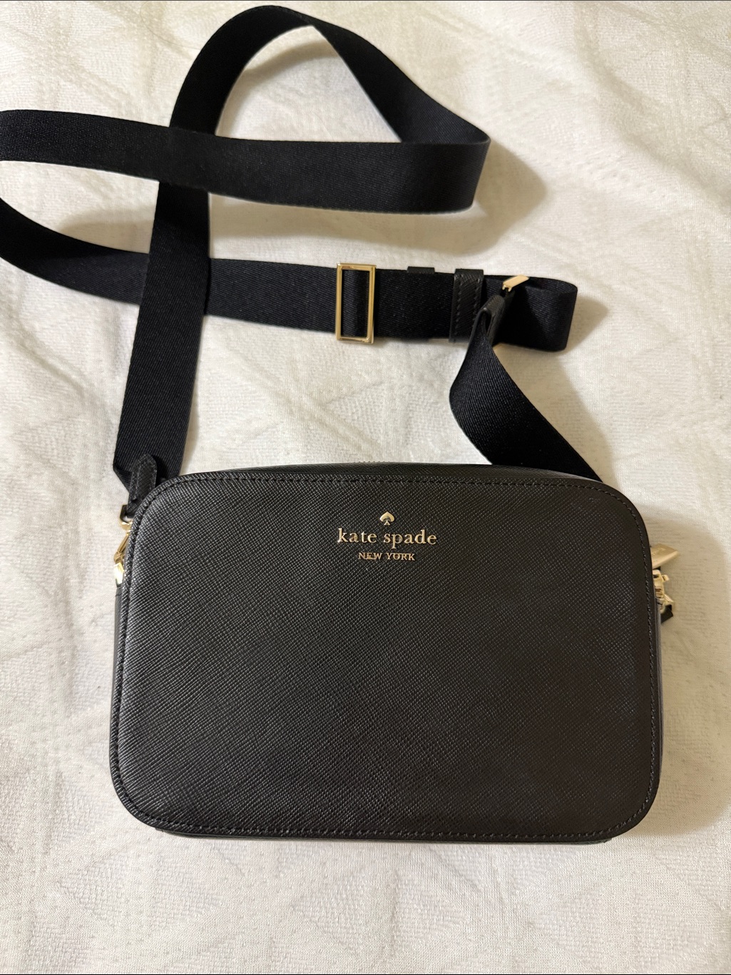 Kate Spade Black Saffiano Crossbody With Gold Logo ( Final Sale)